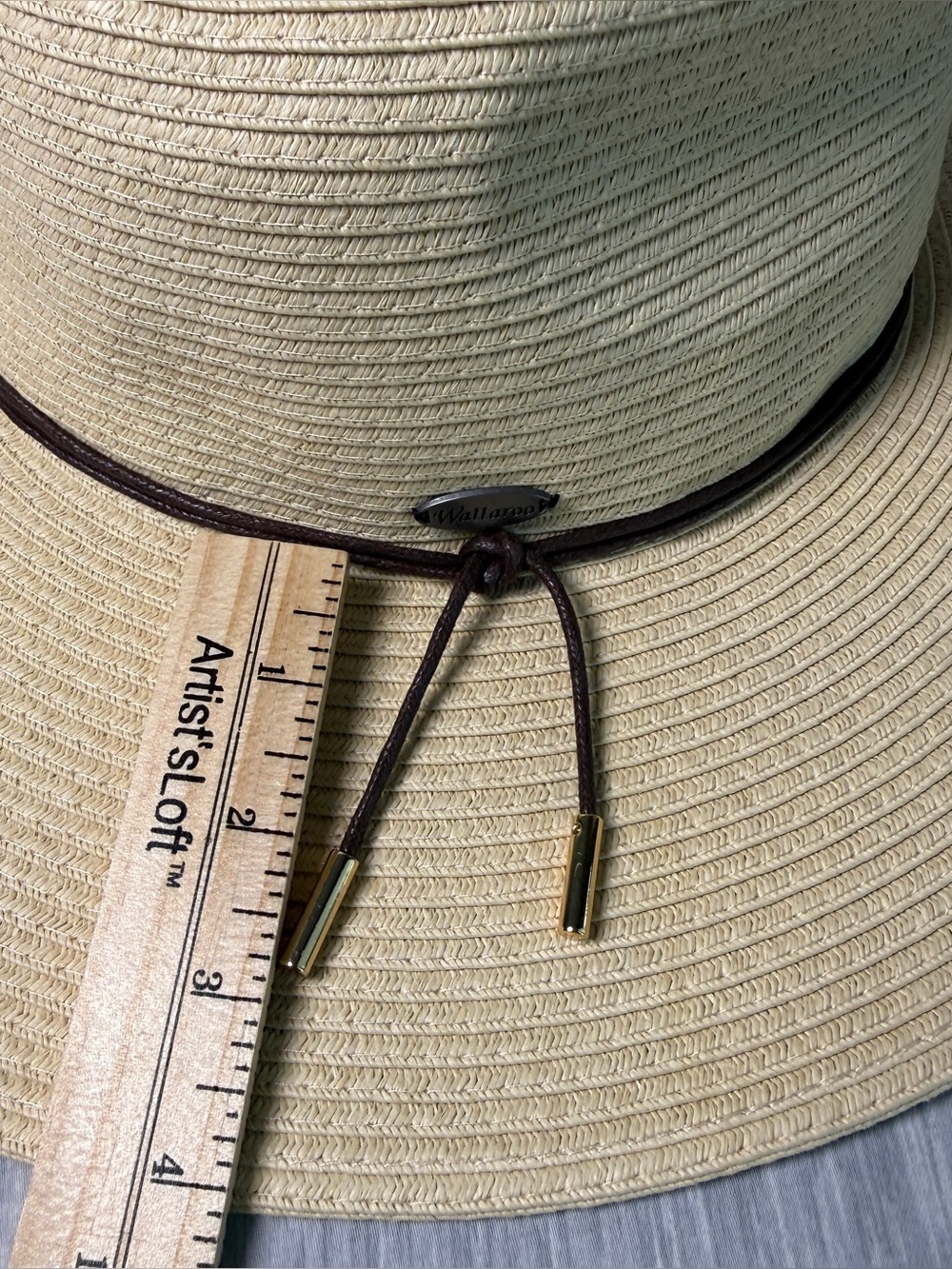 Wallaroo Montecito Wide Brim Sun Hat Ivory Leather Cord Band Resortwear OSFM - Picture 10 of 10